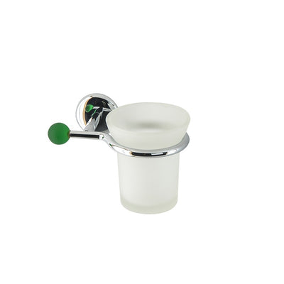 Porta bicchiere da bagno linea Elite in ottone cromato e finali in vetro colorato - accessori bagno