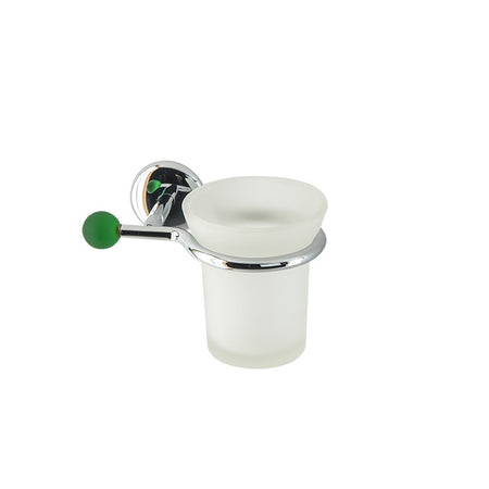 Porta bicchiere da bagno linea Elite in ottone cromato e finali in vetro colorato - accessori bagno