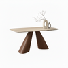 Tavolo Aldebaran con piano in ceramica finitura travertino, design moderno, 180/260 x 90 x h 75 cm