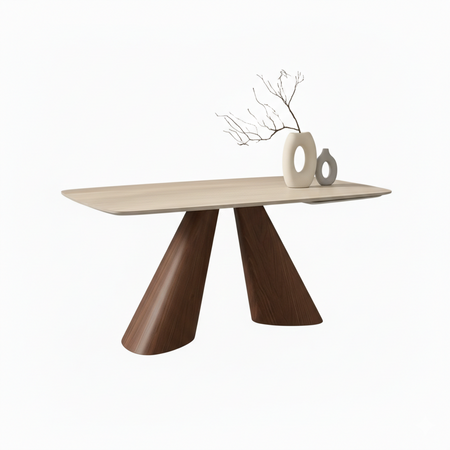Tavolo "Aldebaran" con piano in ceramica finitura travertino, design moderno, 180/260 x 90 x h 75 cm