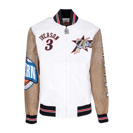 MITCHELL &amp; NESS Giubbotto Bomber Uomo Nba Burst Warm Up Jacket No 3 Allen Iverson Phi76e Multi/white da uomo