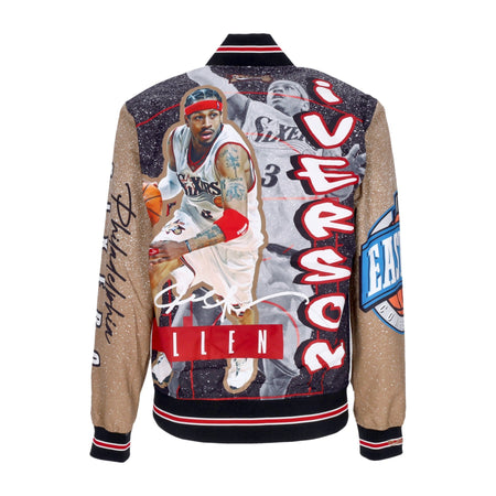 MITCHELL &amp; NESS Giubbotto Bomber Uomo Nba Burst Warm Up Jacket No 3 Allen Iverson Phi76e Multi/white da uomo