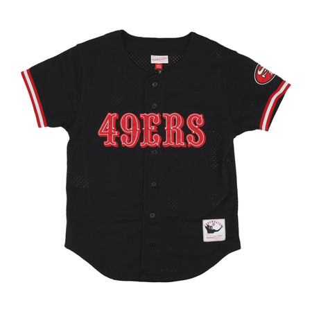 MITCHELL &amp; NESS Casacca Bottoni Uomo Nfl On the Clock Mesh Button Front Saf49e Black da uomo