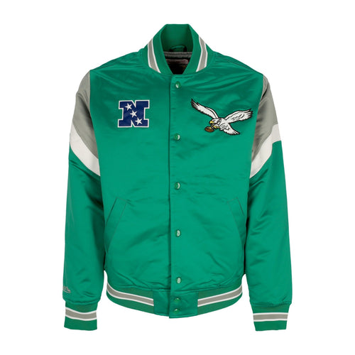 MITCHELL & NESS Giubbotto Bomber Uomo Nfl Heavyweight Satin Jacket Phieag Original Team Colors da uomo