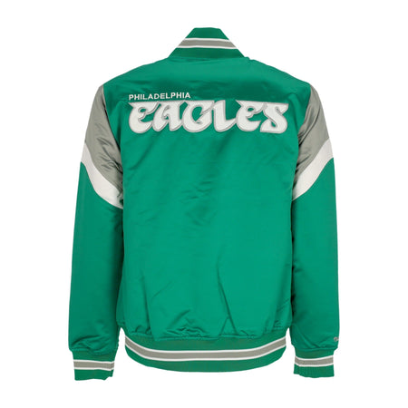 MITCHELL &amp; NESS Giubbotto Bomber Uomo Nfl Heavyweight Satin Jacket Phieag Original Team Colors da uomo