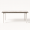 Tavolo Antares con gambe in metallo e piano in marmo, design moderno, 140/200 x 90 x h 76 cm