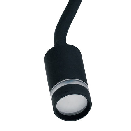 Applique Lampada da Lettura Flessibile Silicone Nero Moderna Led 3 watt Luce Calda