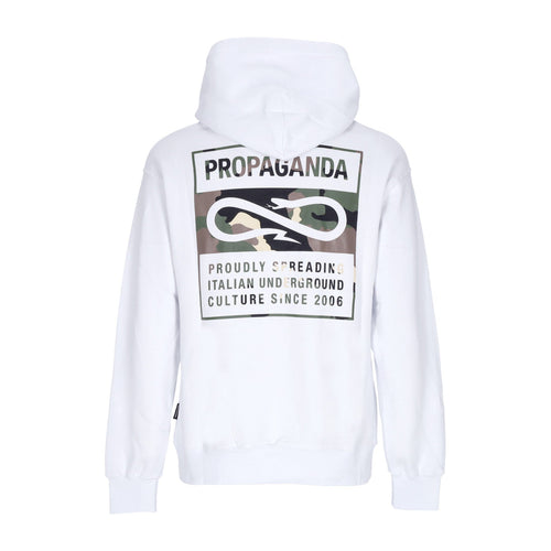 PROPAGANDA Felpa Cappuccio Uomo Logo Label Hoodie White da uomo
