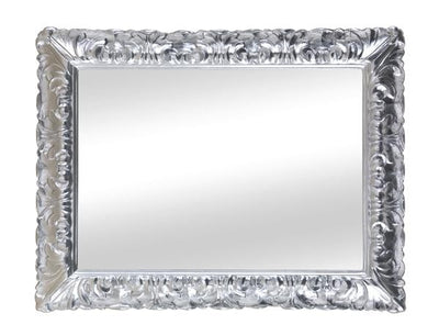 MOBILI2G - Specchiera in foglia argento brillante rettangolare- Misure: l.88 x h.88 x p.5