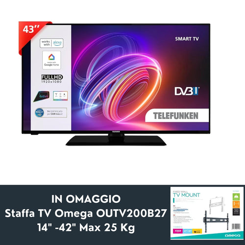 Telefunken Te43551b42 Smart 43 Full Hd-dvb-t2 + Omega Staffa Tv Outv600f