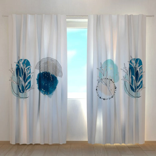 Tende su misura con stampa Delicati disegni blu