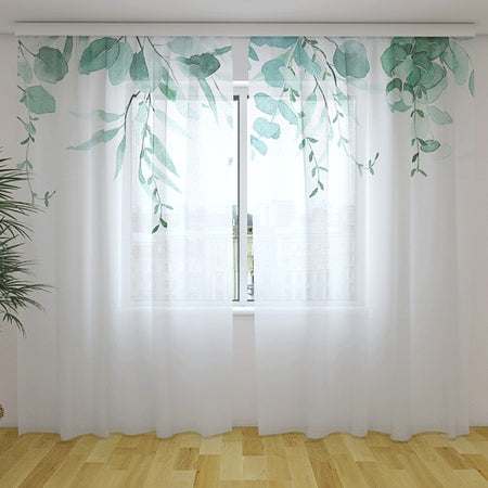 Tende su misura con stampa Eleganti foglie di eucalipto