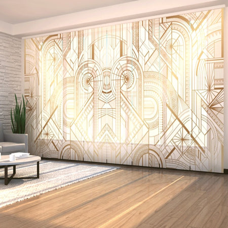 Tende a pannello Motivo geometrico oro e bianco