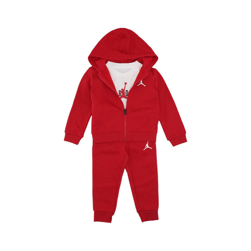 JORDAN Set Felpa+pantalone+tshirt Bambino Essentials Full Zip Box Set Gym Red da bambino