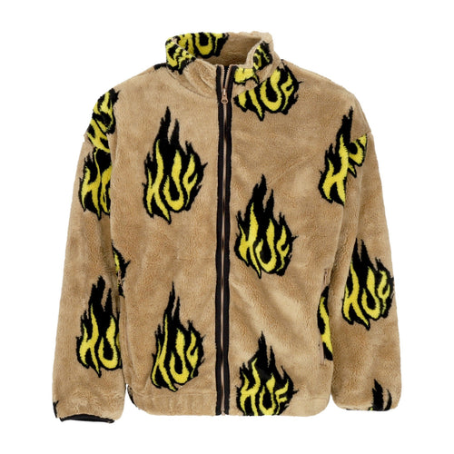 HUF Orsetto Uomo Flamin Zip Sherpa Fleece Oatmeal da uomo