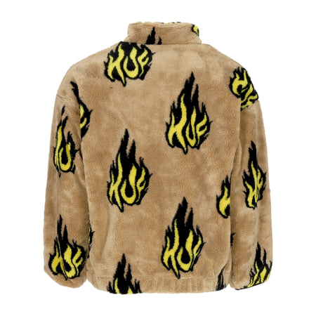 HUF Orsetto Uomo Flamin Zip Sherpa Fleece Oatmeal da uomo