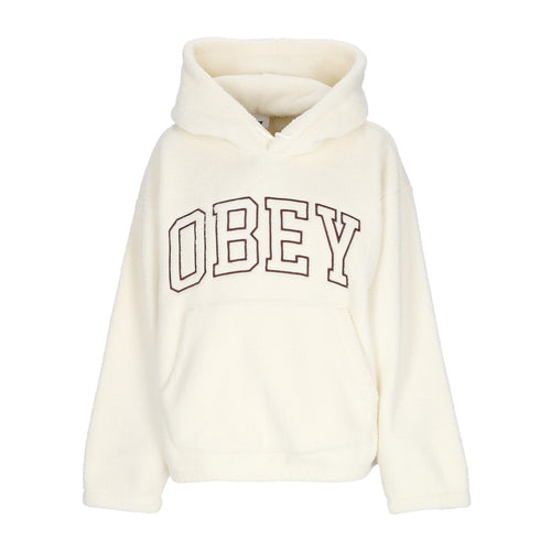 OBEY Felpa Cappuccio Donna Collegiate Hoodie Fleece Unbleached da donna
