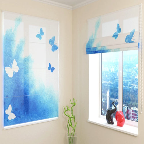 Tende a pacchetto su misura Farfalle blu