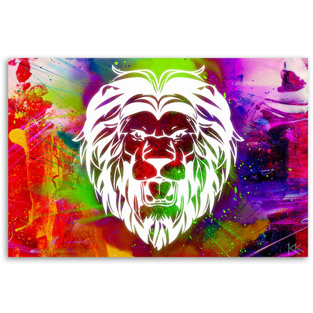 Quadro su tela, Astrazione di leone colorato