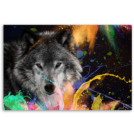 Quadro su tela, Lupo su uno sfondo colorato