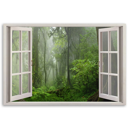 Quadro su tela, Finestra tropicale della foresta della giungla