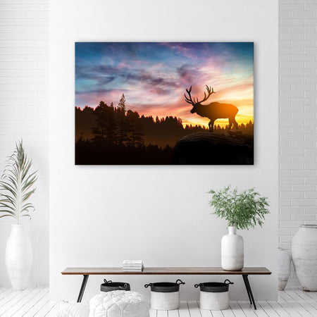 Quadro su tela, Deer al tramonto