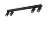 Plafoniera Contemporanea Profilo Metallo Nero 4 Luci Gu10 28W 3000K Ip20