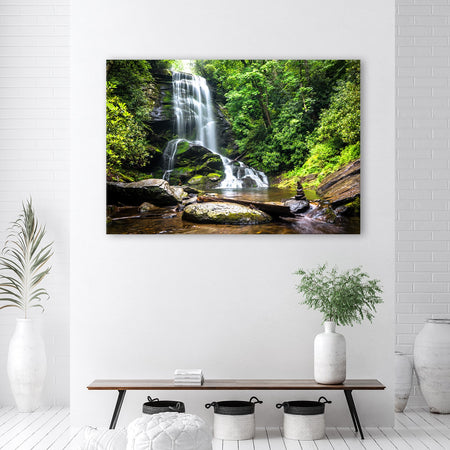 Quadro su tela, Cascata nella foresta verde
