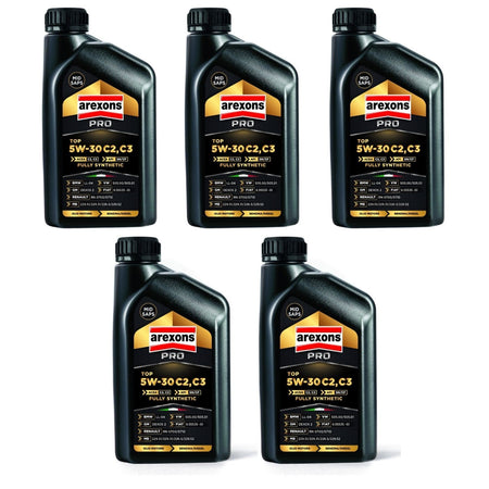 Arexons 5 Litri Olio Auto Pro 5w-30 C2/c3 Benzina/diesel (5 confezioni da 1 Litro)