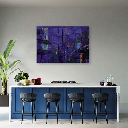 Quadro su tela, Astrazione dipinta a mano viola