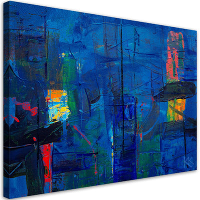 Quadro su tela, Mano di astrazione blu pinto