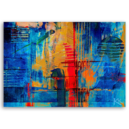 Quadro su tela, Mano di astrazione blu pinto