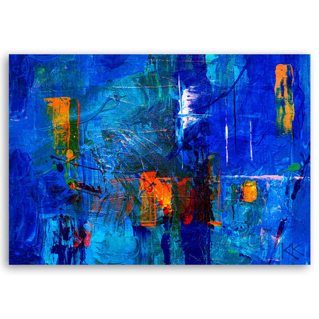 Quadro su tela, Mano di astrazione blu pinto