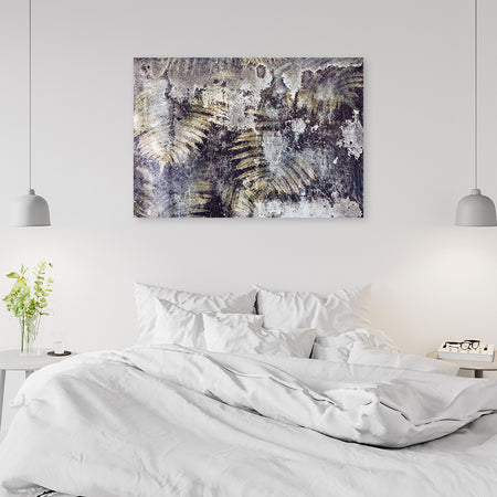 Quadro su tela, Foglie di felce dorate