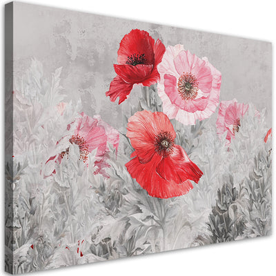 Quadro su tela, Poppies rossi su un prato grigio