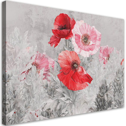 Quadro su tela, Poppies rossi su un prato grigio