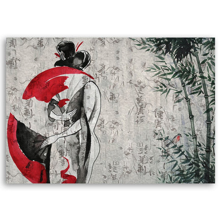 Quadro su tela Geisha giapponese con un fan