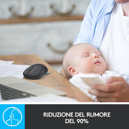 Mouse Cordless Logitech M220 SILENT - Micro ricevitore Wireless - 3 tasti - Wireless senza fili 2.4Ghz - Win/Mac - Carbonella