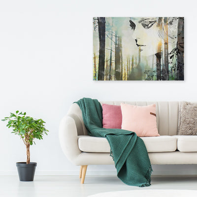 Quadro su tela, Un volto astratto di una donna nella foresta
