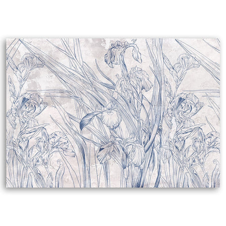 Quadro su tela, Contorni blu di fiori