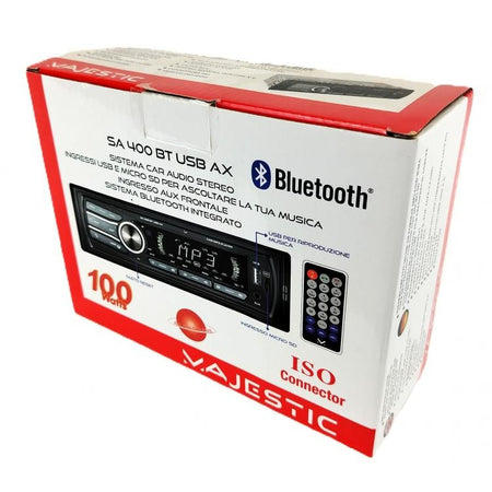 Majestic Car Audio Stereo Auto Bluetooth USB AUX MicroSD con Telecomando 1 Din Black SA-400
