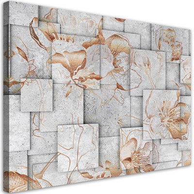 Quadro su tela, Lilia fiori su uno sfondo geometrico