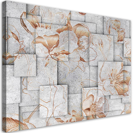 Quadro su tela, Lilia fiori su uno sfondo geometrico