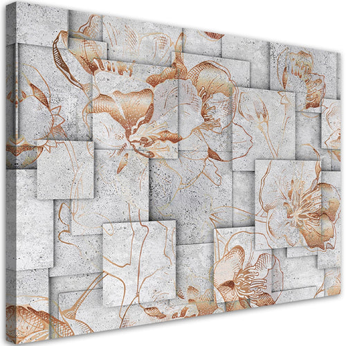 Quadro su tela, Lilia fiori su uno sfondo geometrico