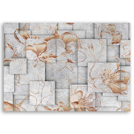 Quadro su tela, Lilia fiori su uno sfondo geometrico