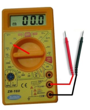 Tester digitale tensione DC/AC max. 250v. corrente DC max. 10 A