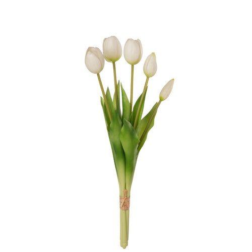 Mazzo 5 tulipani in gomma per decorazione ambienti h 39 cm