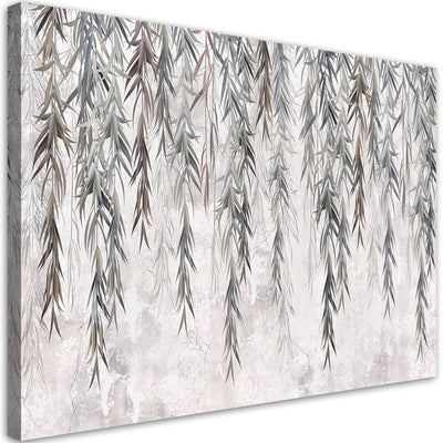 Quadro su tela, Piante tropicali in grigio su cemento