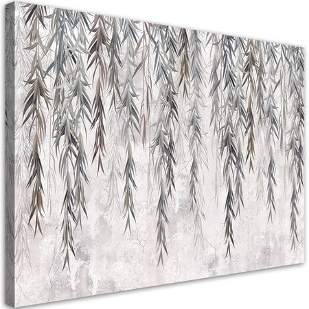 Quadro su tela, Piante tropicali in grigio su cemento