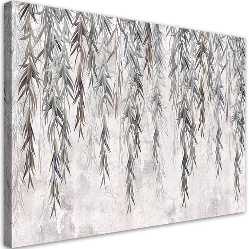 Quadro su tela, Piante tropicali in grigio su cemento